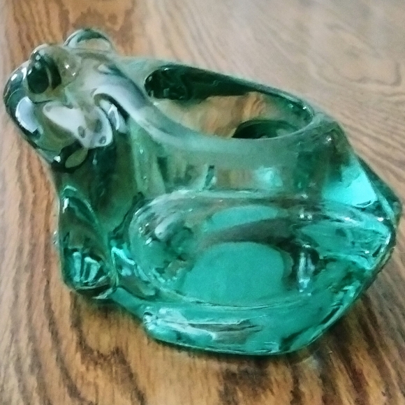 Indiana Glass Green Frog Candle Holder - Picture 4 of 9